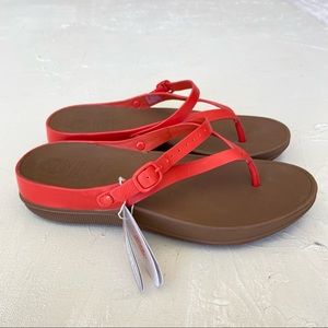 FITFLOP “Flame” Flip Flops Red Leather Thong Sandal Womens 7